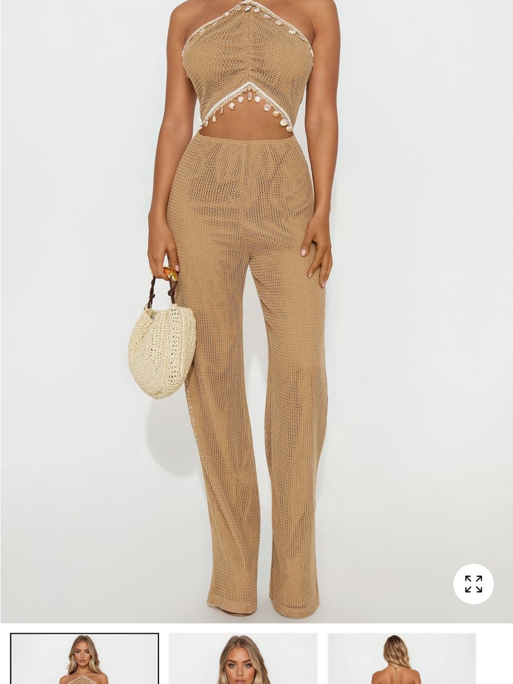 Mocha Crochet Jumpsuit - Brand New with tags